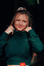 Aila Crop Pullover deep green – Turtleneck Oversized Sleeves Ecovero