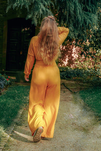Aila Wide Leg Pants Amber – High Waist Ribbed Jersey Women's Fashion — Ansicht 7