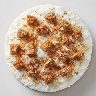 Coconut Sugar Brittle on Shredded Coconut Cake