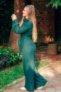 Aila Crop Pullover deep green – Turtleneck Oversized Sleeves Ecovero — Ansicht 4