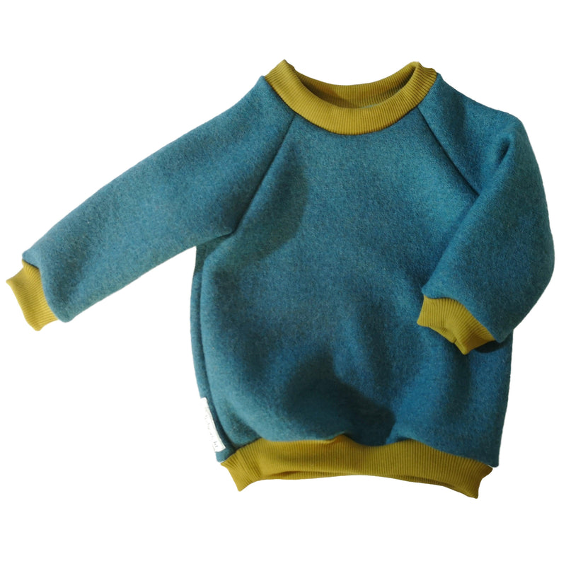 Organic Wool Jumper in Boiled Wool - Blue for Babies & Kids — Ansicht 8