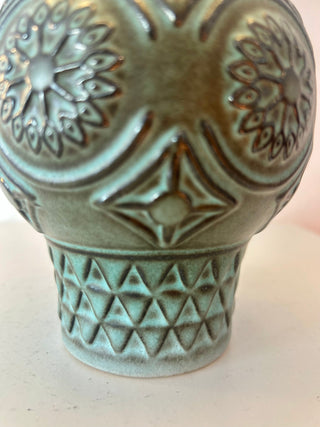 Kabellose Bodo Mans Lampe – sehr seltene Türkise Reliefkeramik | Akku & Fernbedienung | Mid Century