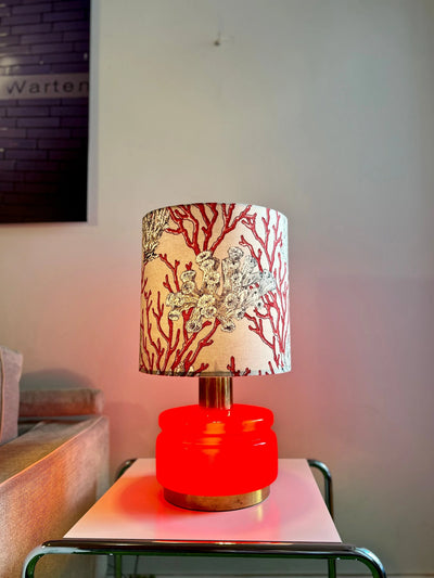 Peill & Putzler Table Lamp Opal Glass Red - Mid Century Design Vintage