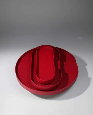 Drei Metalltabletts aus der Siqual-Kollektion: Mortimer, Butler und Lilo im Größenvergleich