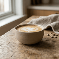 KUMO Cappuccino Cup Beige – Handmade Stoneware — Ansicht 4