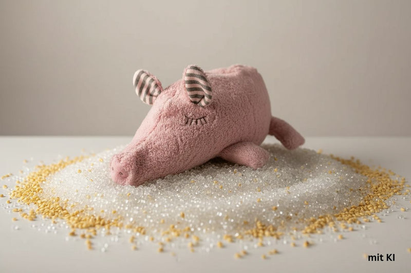 Kuschelkissen Schwein aus Bio-Baumwolle – Handgefertigt mit Spelzfüllung — Ansicht 10
