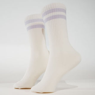 lavendar cream Premiumsocken von arrel mit Lavendelstreifen aus Bio-Baumwolle