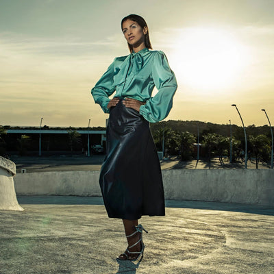 Pineapple Leather Skirt – High-Waisted Midi | Vegan & Innovative