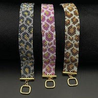 Beaded bracelet "Leo" leopard print hand-stitched peyote technique 3 colors — Ansicht 1