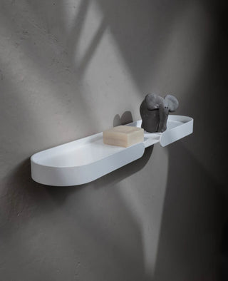 Lungo Shelf Wandregal, schlichtes weißes Design, einzelnes Regalbrett mit Seife