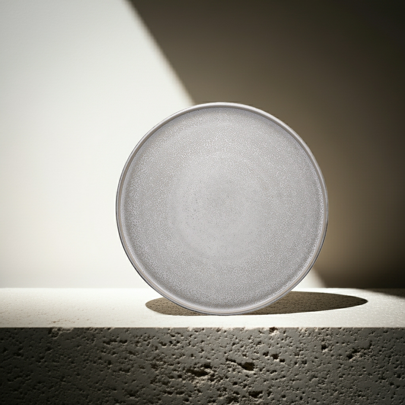 Teller Ddoria groß – Steingut handgefertigt, Granit Grau — EDDA Stoneware