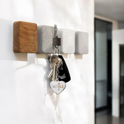 HAMO Magnetischer Schlüsselhalter 4er-Set – Holz, Flur-Organizer