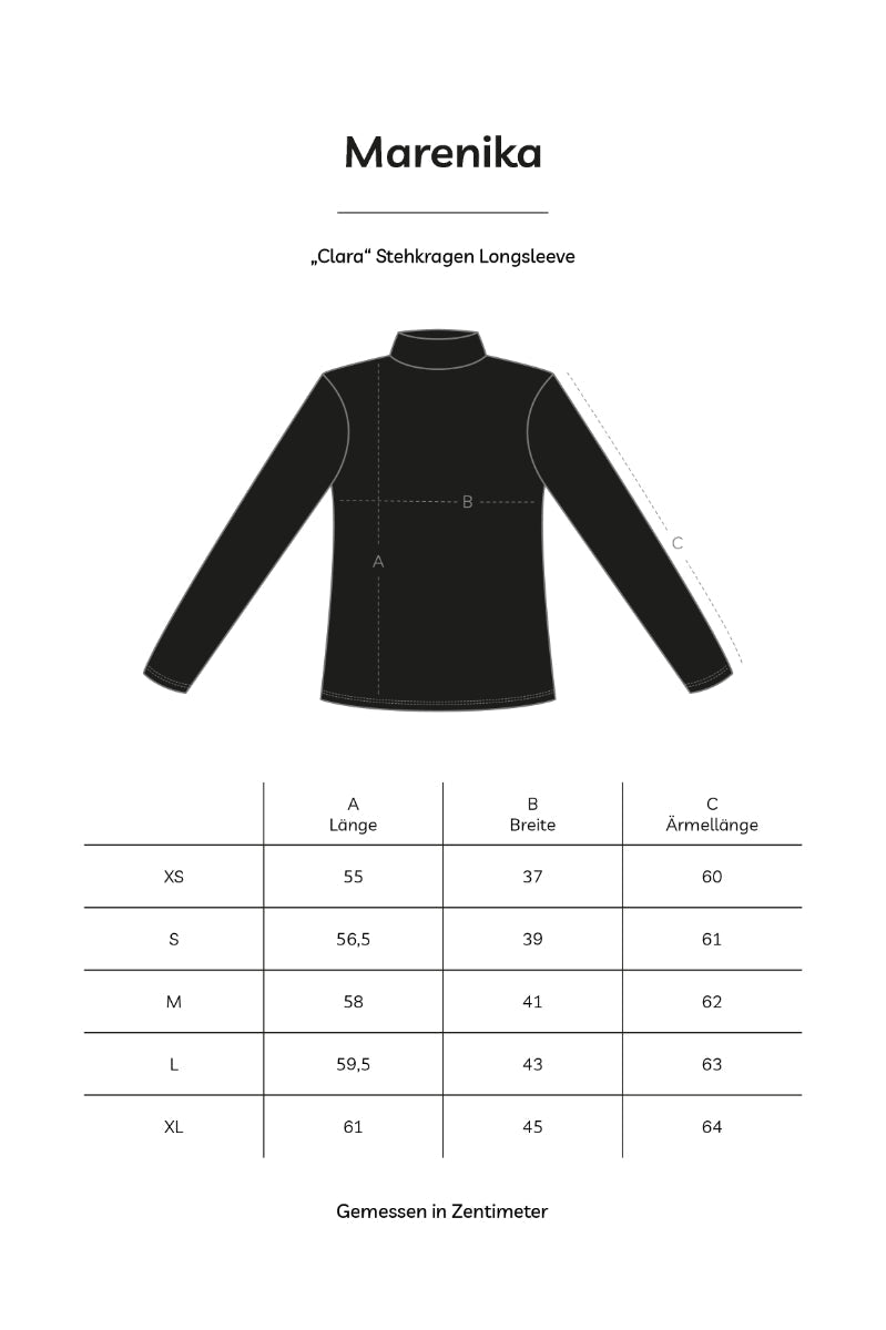 Stehkragen Longsleeve CLARA Bio-Baumwolle Schwarz — Ansicht 5
