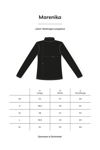 CLARA stand-up collar long-sleeve top – organic cotton | black | elegant &amp; cozy
