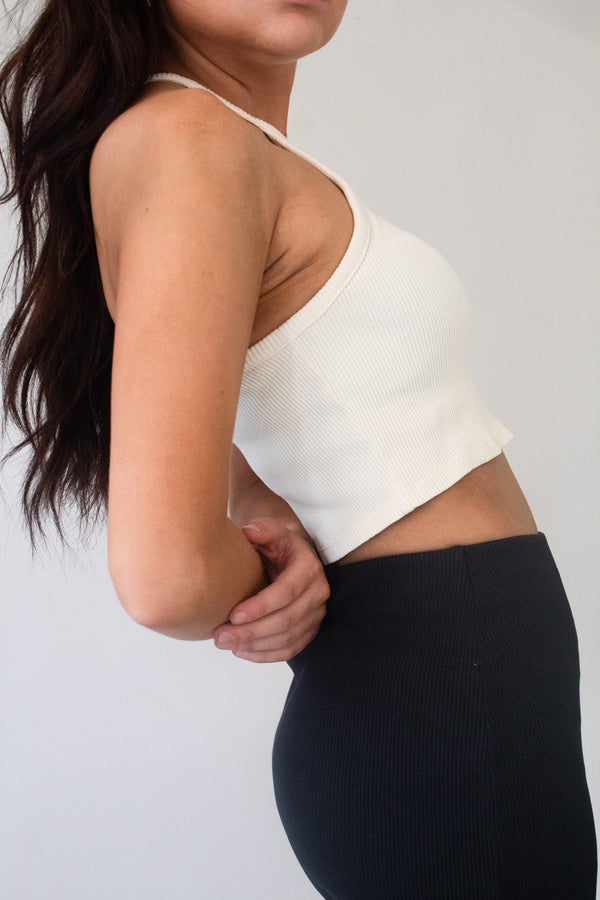 Crop-Top AUDREY Bio-Baumwolle Ecru blickdicht