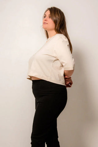 ELISA Crop Top – Organic Cotton | Beige | Opaque &amp; Elegant