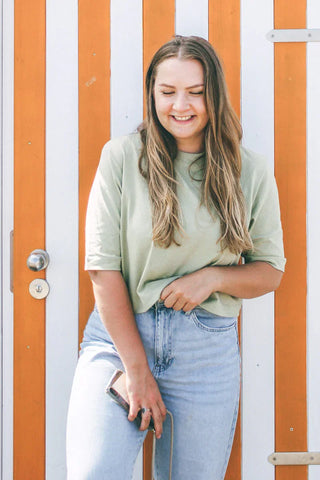 ELISA Crop Top – Organic Cotton | Sage | Opaque &amp; Stylish