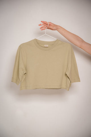 Crop top ELISA organic cotton sage opaque