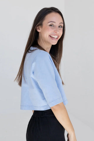ELISA Crop Top – Organic Cotton | Light Blue | Opaque &amp; Stylish