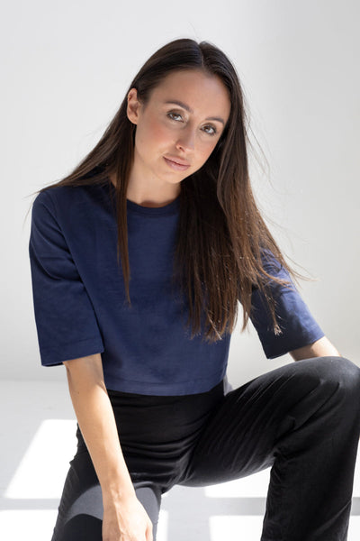 Crop-Top ELISA – Bio-Baumwolle, blickdicht, Navy