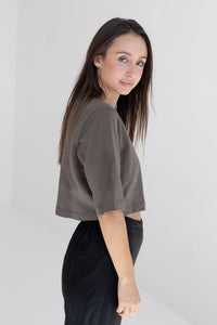 Crop top ELISA organic cotton olive – opaque, versatile to combine — Ansicht 3