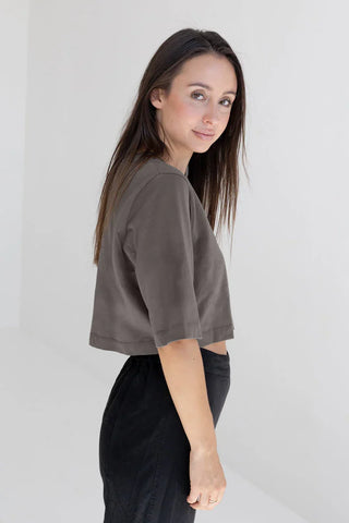 ELISA Crop Top – Opaque | Organic Cotton | Olive