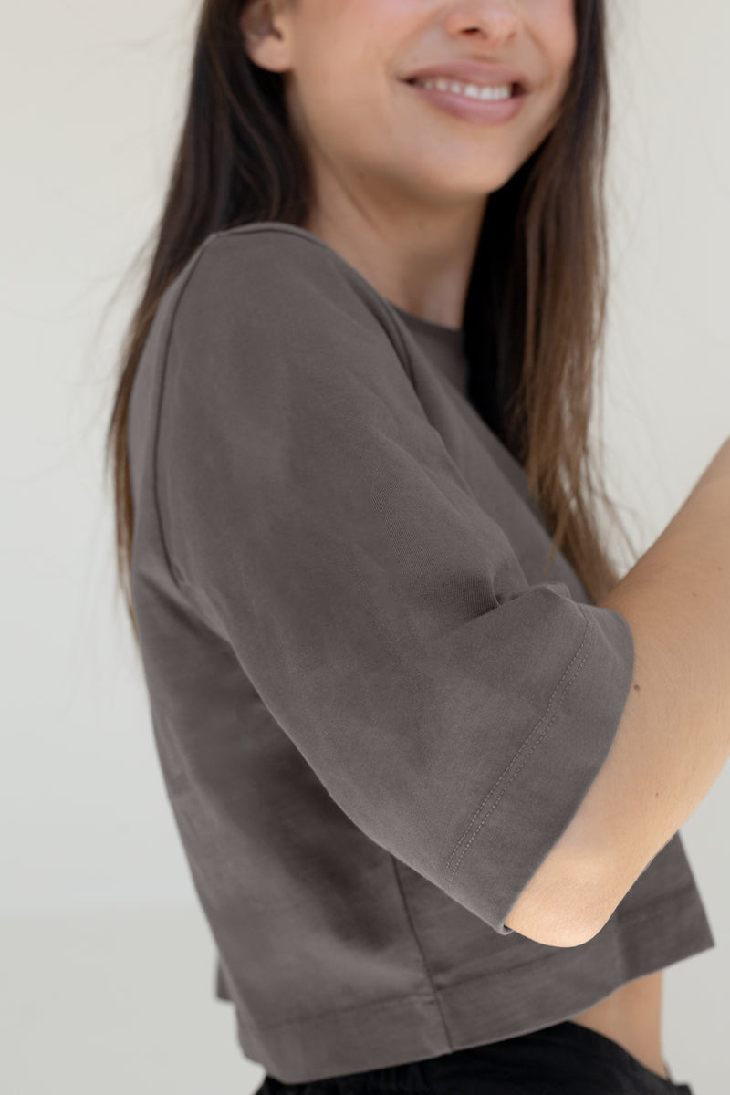 Crop top ELISA organic cotton olive – opaque, versatile to combine — Ansicht 2
