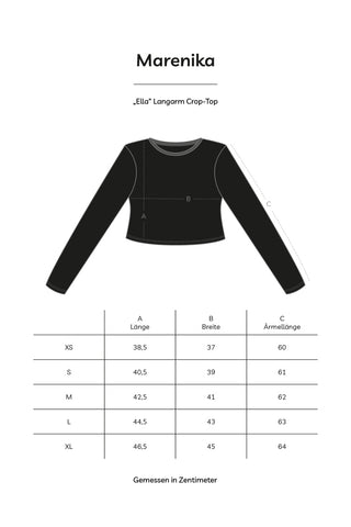 Long-sleeved crop top ELLA – organic cotton | Black | Sustainable &amp; stylish