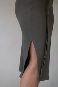 Kleid Bella Bio-Baumwolle Olive elegant nachhaltig GOTS — Ansicht 4