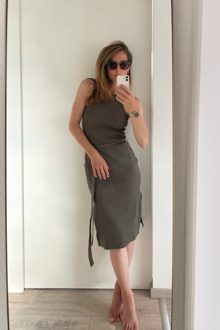 Dress "Bella" – Organic Cotton | Olive | Elegant &amp; Sustainable