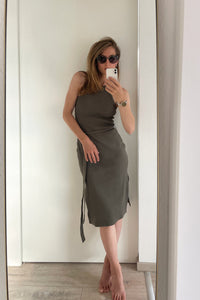 Kleid Bella Bio-Baumwolle Olive elegant nachhaltig GOTS — Ansicht 5