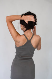 Kleid Bella Bio-Baumwolle Olive elegant nachhaltig GOTS — Ansicht 2