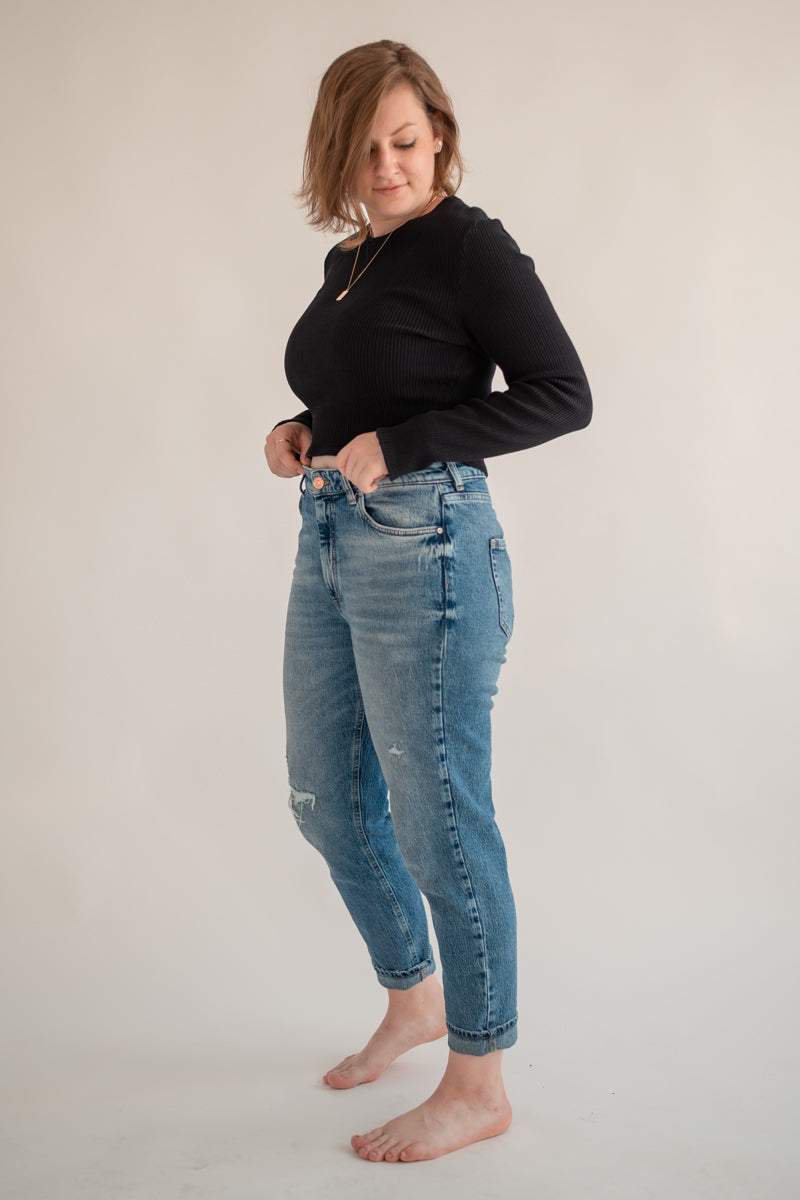 Long-Sleeve Crop Top ELLA Organic Cotton Black GOTS Certified — Ansicht 4