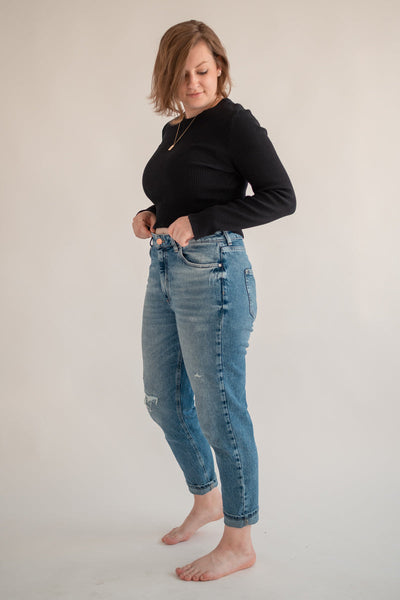 Langarm Crop-Top ELLA Bio-Baumwolle Schwarz GOTS-zertifiziert