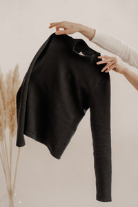 Stehkragen Longsleeve CLARA Bio-Baumwolle Schwarz — Ansicht 1