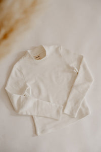 Stand-Up Collar Longsleeve CLARA – Organic Cotton Waffle Fabric White — Ansicht 2