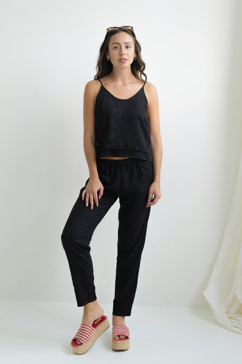 Tapered Hose MATHILDA Tencel Schwarz elegant nachhaltig — Ansicht 3