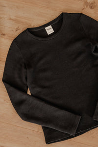 Rundhals Longsleeve EMILY Bio-Baumwolle Schwarz — Ansicht 1