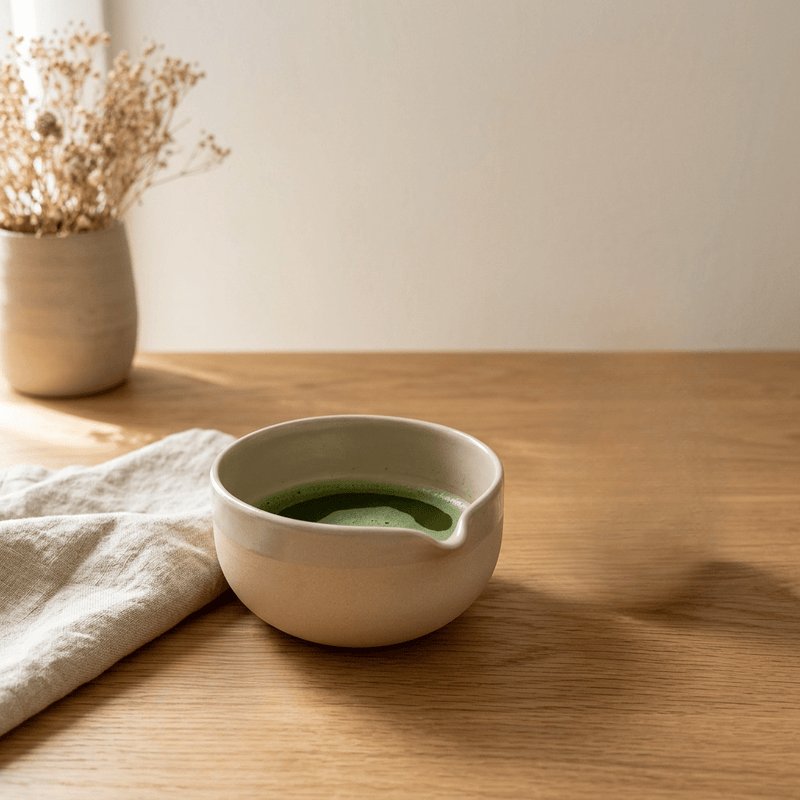 Matcha Chawan Beige hand-thrown stoneware approx. 400 ml — Ansicht 2