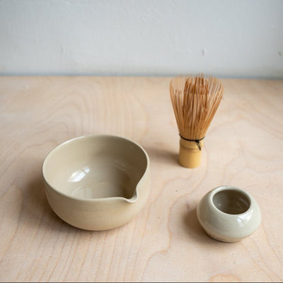 Matcha Chawan Beige handgedreht Steinzeug ca. 400 ml