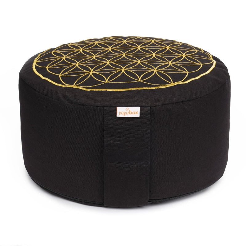 Meditationskissen Glückssitz® Blume des Lebens – Buchweizenschalen, 15 cm — YOVANA GmbH • yogabox.de