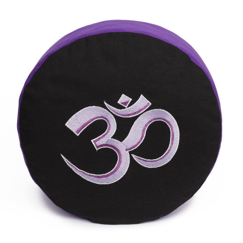 Meditationskissen Glückssitz® mit Om-Symbol – 33 cm Durchmesser, Buchweizenschalen — Ansicht 4