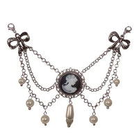 Women's Bodice Chain with Gem, Pearl Drops & Bows | 3-row, 15 cm — Ansicht 1