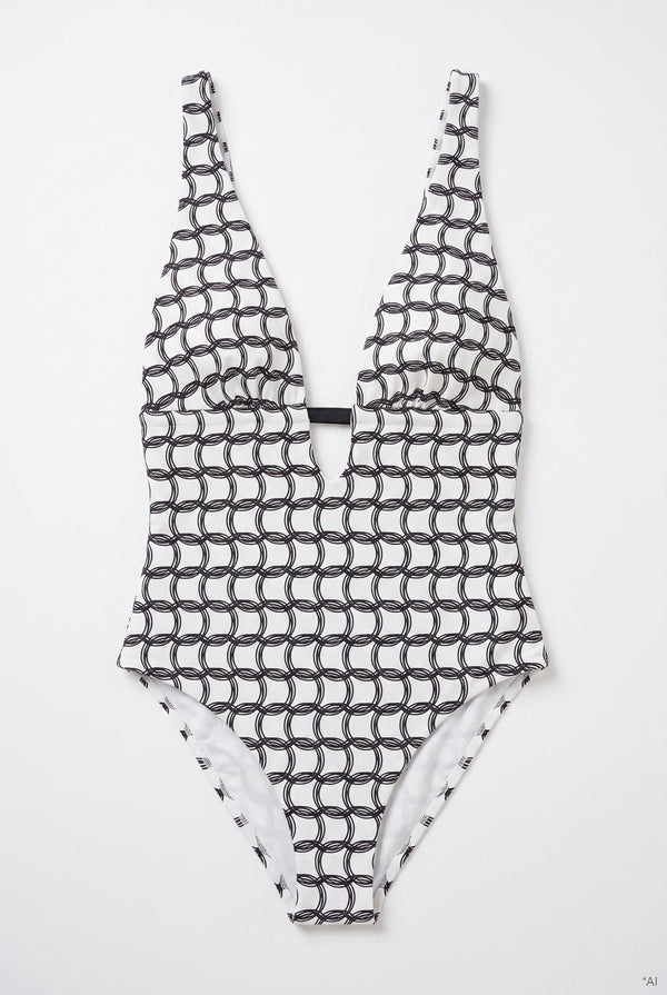 HACOY Monogram Bathing Suit High Cut – Verstellbare Träger