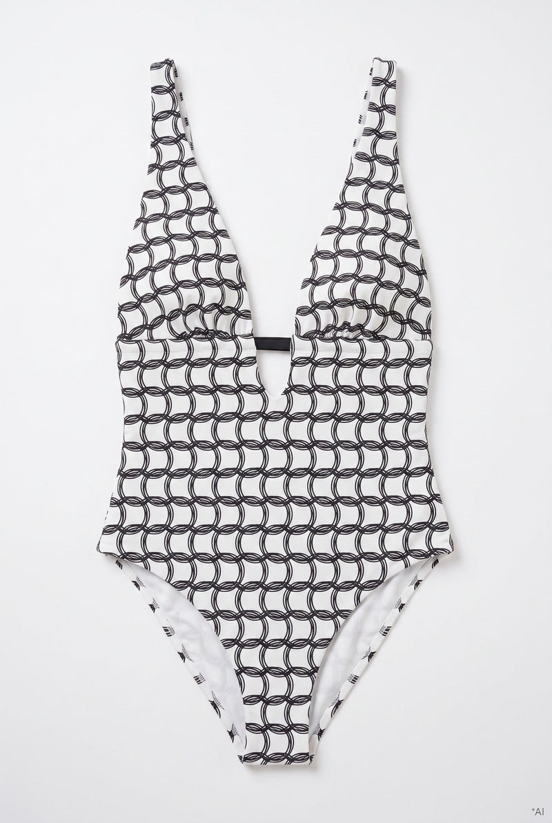 HACOY Monogram Bathing Suit High Cut – Verstellbare Träger — Ansicht 2