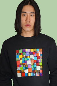 Mosaic Square Sweater Unisex Multi-Foil Mosaic Straight Cut — Ansicht 1