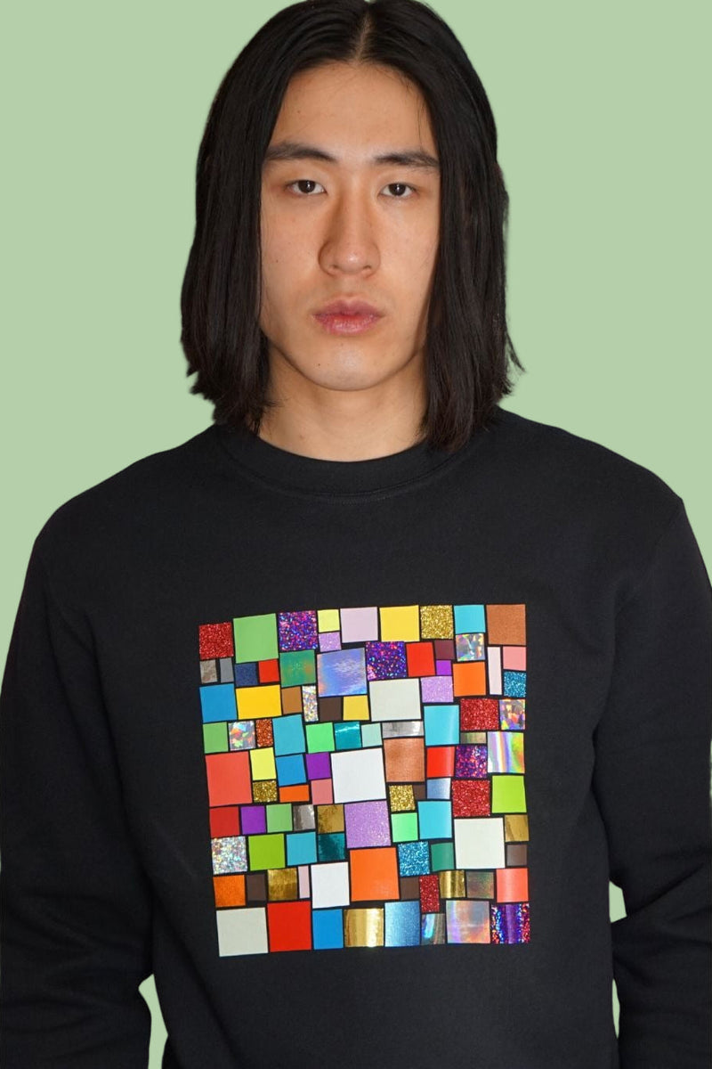 Mosaic Square Sweater Unisex Multi-Foil Mosaic Straight Cut — Ansicht 1