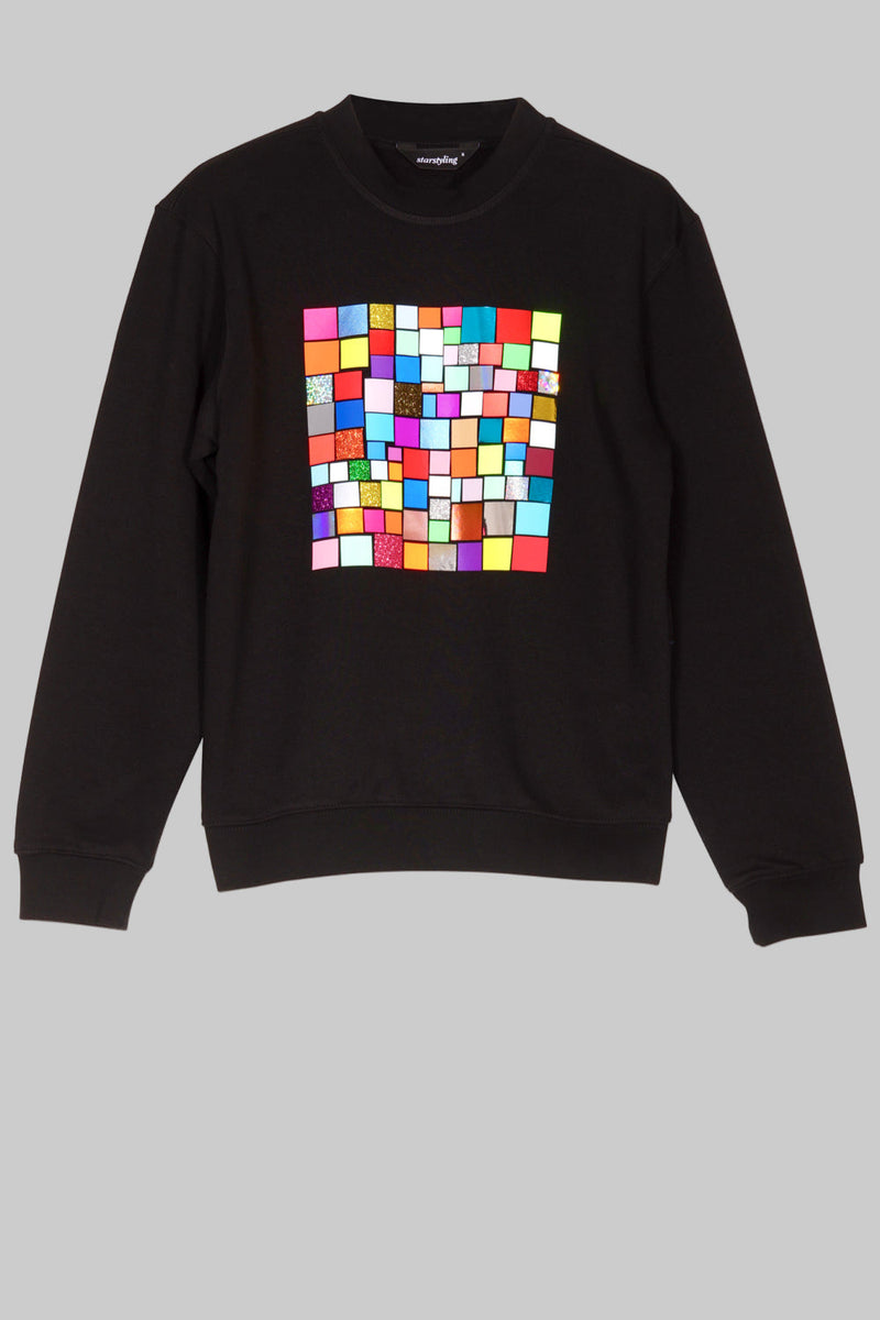 Mosaic Square Sweater Unisex Multi-Foil Mosaic Straight Cut — starstyling