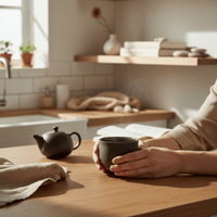 Ocha Teetasse Grau-Schwarz handgefertigt Keramik 325ml — Ansicht 2