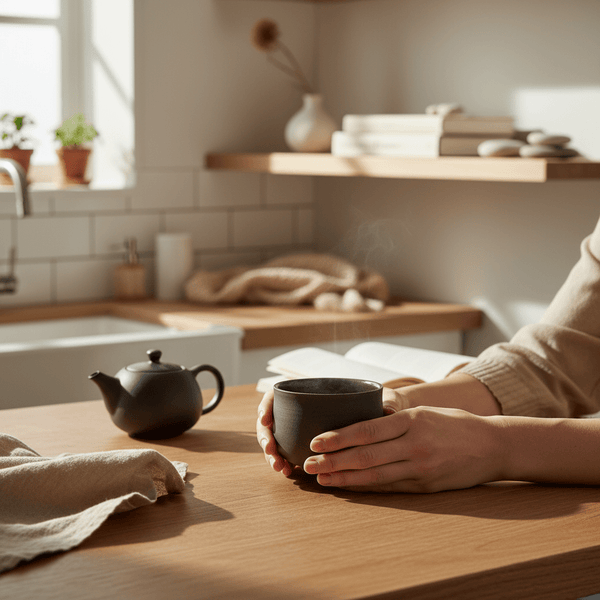 Ocha Teetasse Grau-Schwarz handgefertigt Keramik 325ml